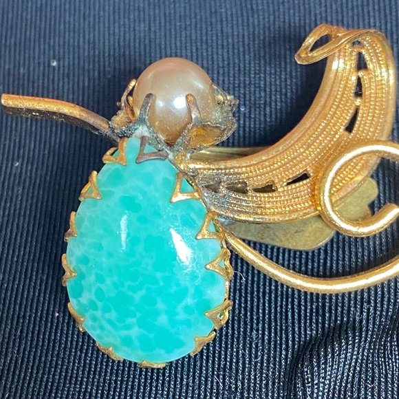 Gold and Turquoise Statement Earrings - Picture 3 of 5